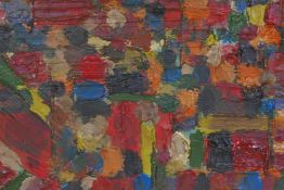 In the manner of Hans Hofmann, impasto abstract, oil on canvas, 36" x 18"
