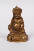 A Sino-Tibetan gilt bronze figure of a wrathful deity, 2½" high