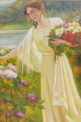 French impressionist painting of a flower girl, signed G.V. Nuffel (George Van), oil on canvas