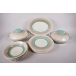 An Art Deco Susie Cooper 'Wedding Band'  six place dinner service, comprising six each 10" plates,