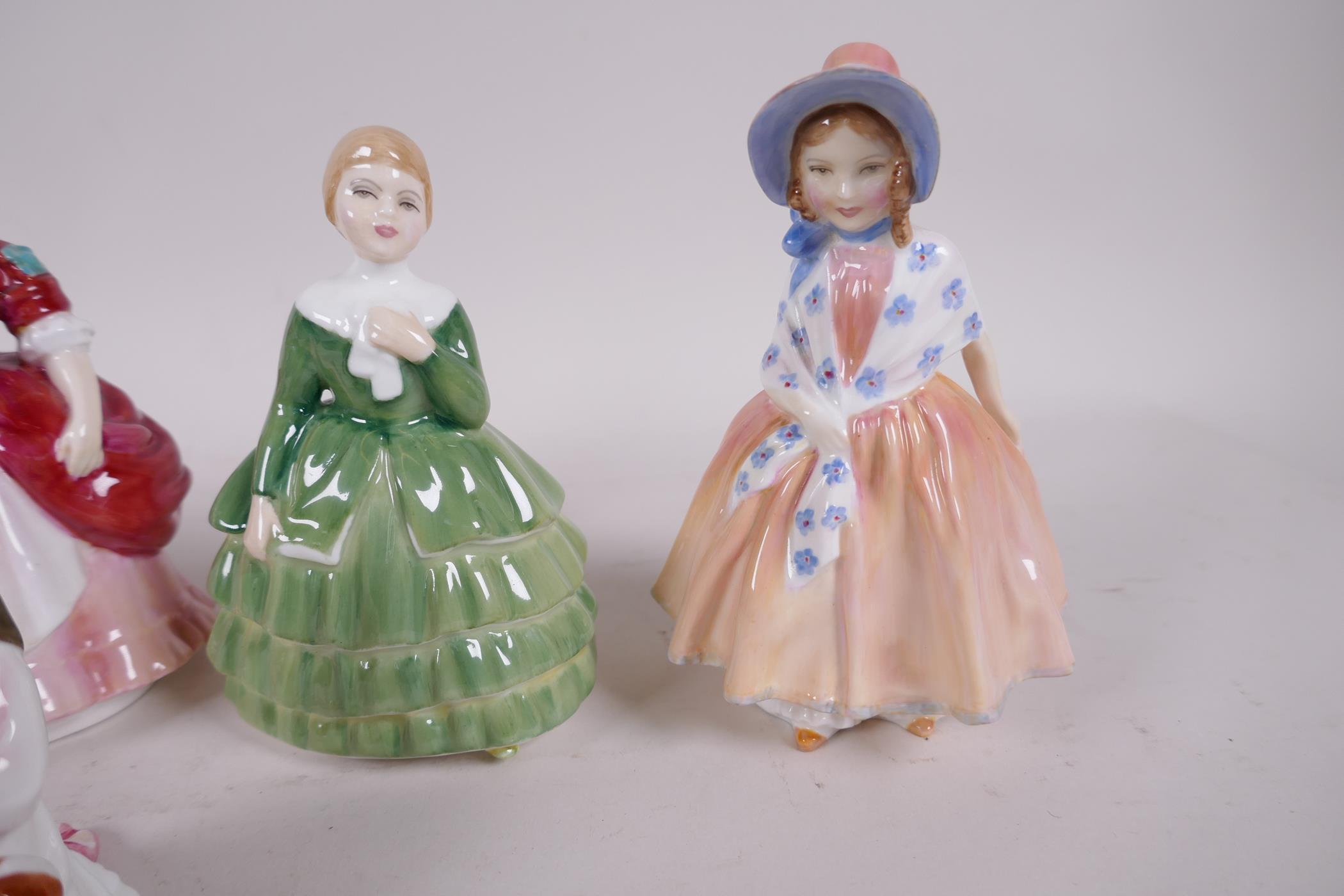 Five Royal Doulton figures of young girls, Valerie HN2107, Belle HN2340, Marie HN1370, Lily - Image 2 of 4