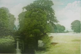 Mark Spain, Quiet Waters, limited edition aquatint, 208/250, signed, 19" x 14", and a photo-