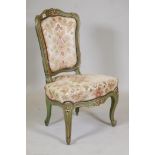 A late C19th/early C20th Venetian painted and parcel gilt parlour chair, 33" high