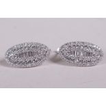 A pair of 925 silver and cubic zirconia set Art Deco style earrings