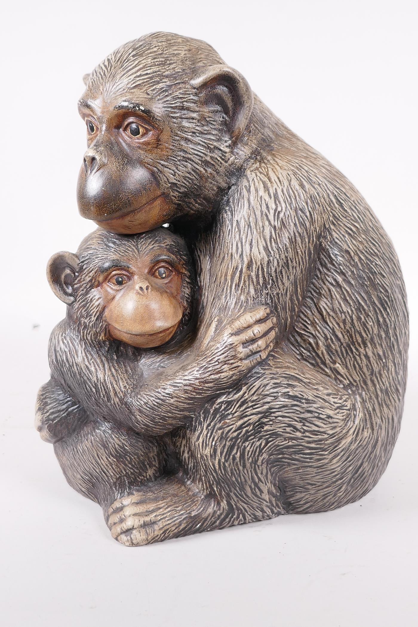 A well modelled plaster figure of two monkeys, 10" high - Image 4 of 5