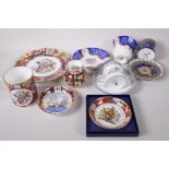 A collection of contemporary English porcelain including a Crown Derby old Imari pattern vase, 3"