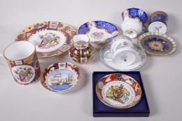 A collection of contemporary English porcelain including a Crown Derby old Imari pattern vase, 3"