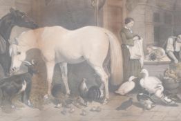 Three C19th engravings to include William J Allingham, an idyllic rural scene, hand coloured