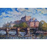 Robert Le Berger, (French, 1905-1972) 'Le Pont Neuf, Paris' 1969, impressionist style, signed