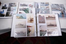 Three albums of mainly shipping photographs including man naval, historic and contemporary etc