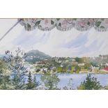 P. Gully, river scene, detailed verso St Adele, Quebec, watercolour, 11" x 9"