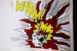 After Roy Lichtenstein, a Tate Gallery print of 'Wham', 23" x 19", unframed