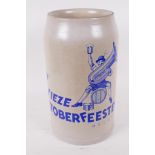 A five litre stoneware beer stein advertising the 19th  Belgian Oktoberfeesten Festival, 11" high