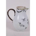 A late C18th/early C19th Chinese porcelain sparrow beak jug, 4" high, restored