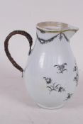 A late C18th/early C19th Chinese porcelain sparrow beak jug, 4" high, restored