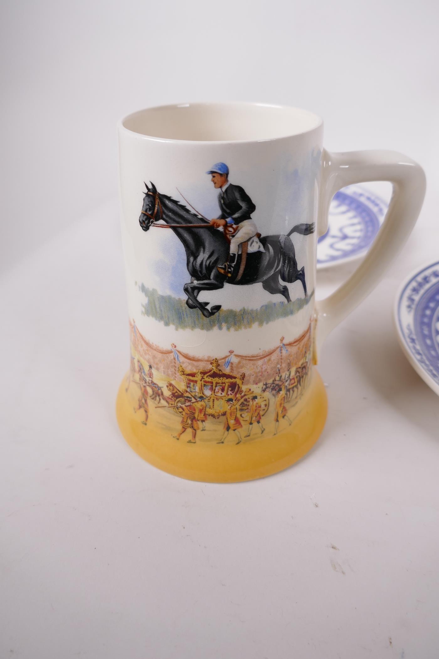 A Royal Doulton 'Grand National' Coronation Year 1931 tankard, 5" high, together with a Spode ' - Image 5 of 6