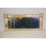 A William IV giltwood and composition overmantel mirror, 58" x 25"