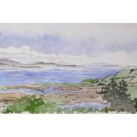 P. Gully, coastal scene, Clew Bay July 1963, signed, watercolour, 13" x 7"