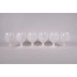 A set of six onyx goblets, 5" high