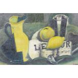 St Ives School, still life of lemons, oil on canvas board, initialled B.N. 17" x 13"