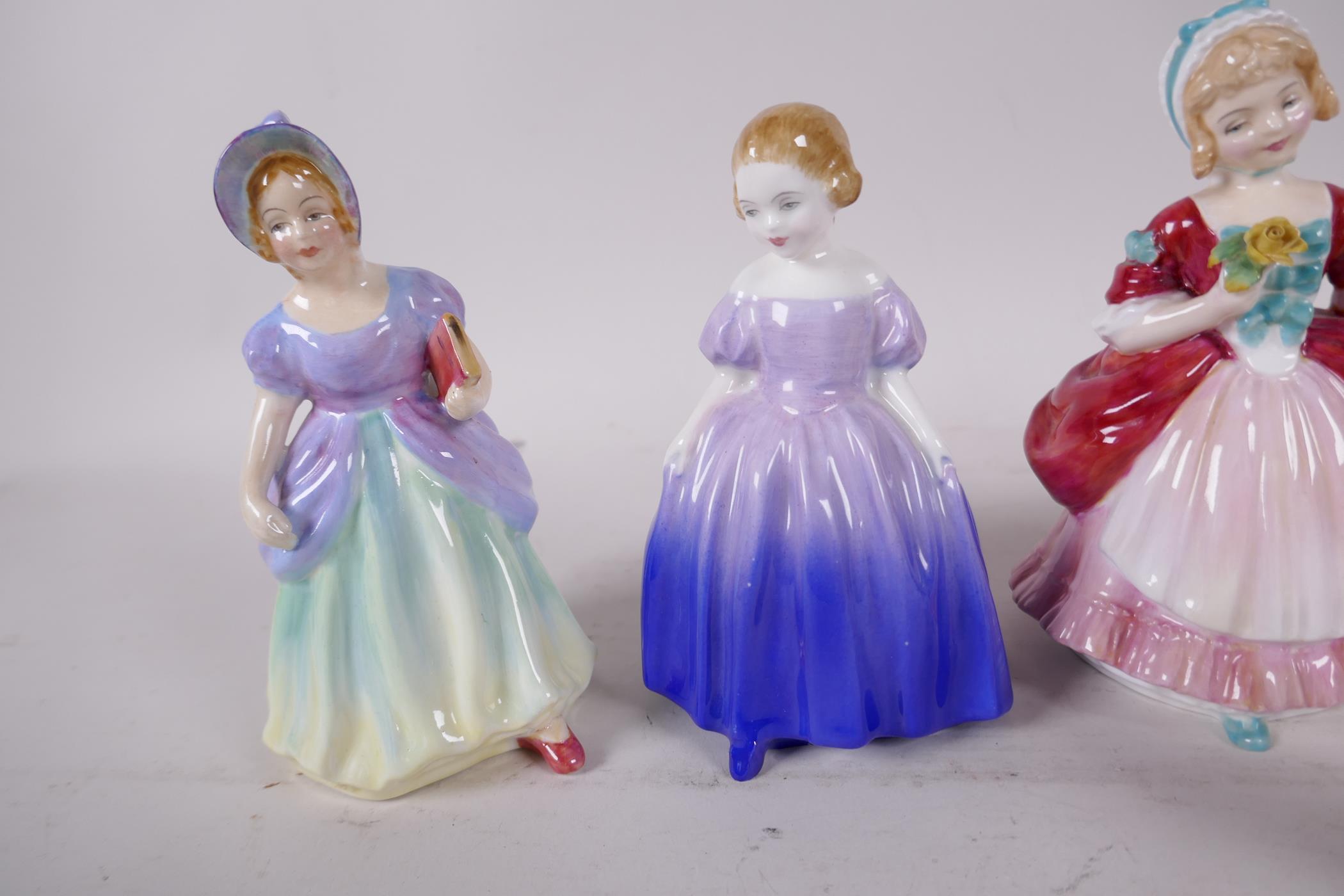 Five Royal Doulton figures of young girls, Valerie HN2107, Belle HN2340, Marie HN1370, Lily - Image 3 of 4