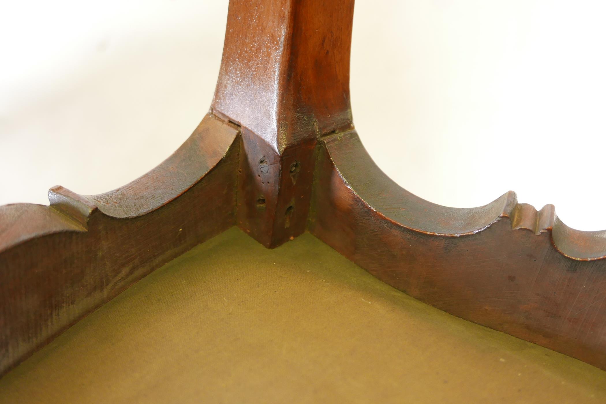 A pair of C18th French walnut pierced splat back side chairs with finely carved decoration, raised - Image 7 of 7