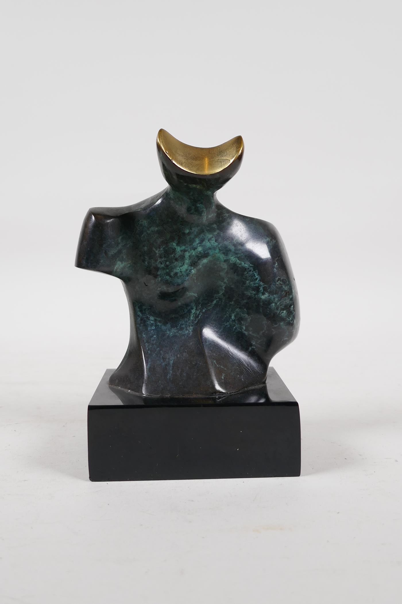 A modernist figural bronze sculpture, 5" high - Image 2 of 5