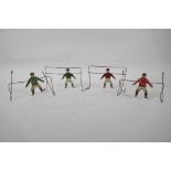 Two sets of vintage table top blow football goals, 5½" wide