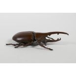 A Japanese bronze Jizai style Hercules beetle, 4½" long