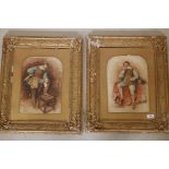 Charles Beatson, cavalier smoking a pipe and another reading a note, a pair, watercolours, signed,