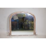 A Victorian overmantel mirror with distressed gilt finish, A/F, 54" x 42"
