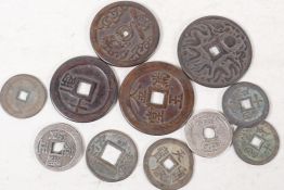 A collection of various Chinese coins