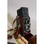 A Rollei Rollerflex 3.5 Synchro-Compur TLR camera, Serial No 2280191, fitted with a Carl Zeiss