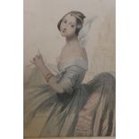 Attributed to Henry Whatley, seated lady, watercolour