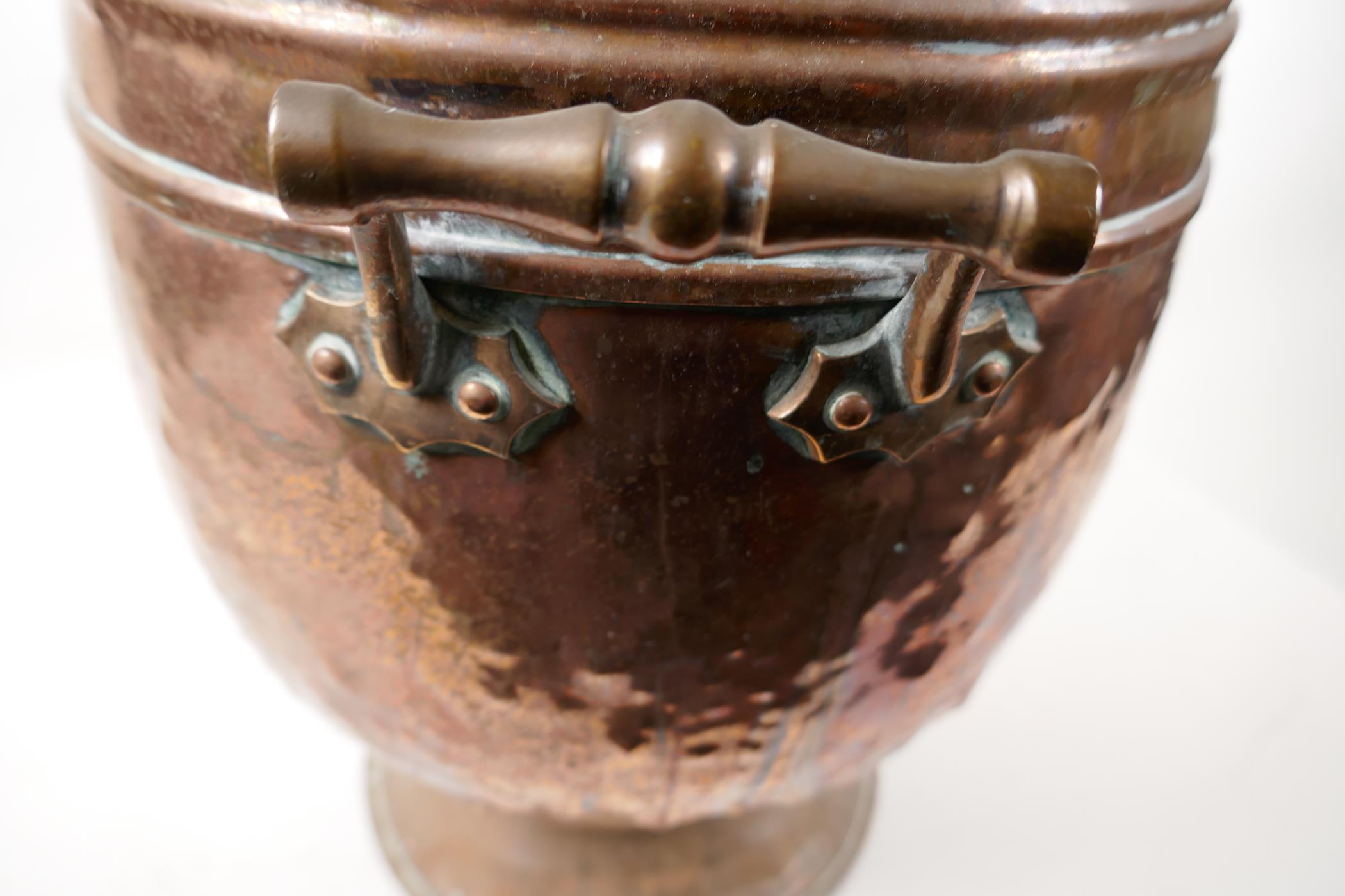 A helmet shaped copper coal scuttle, 21" high - Image 3 of 4