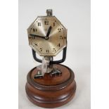 A Bulle electric mantel clock under glass dome, 10½" high