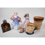 Six Royal Doulton figures, 'Morning Breeze' HN3313, 8" high, another 'Miss Demure' HN1402, a