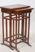 A nest of three inlaid mahogany occasional tables, C19th, 18" x 12" x 27"
