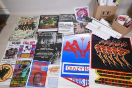 A large quantity of music and entertainment posters, some duplicates