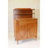 A C19th mahogany chiffonier with penwork decoration, with a single long drawer over two doors,
