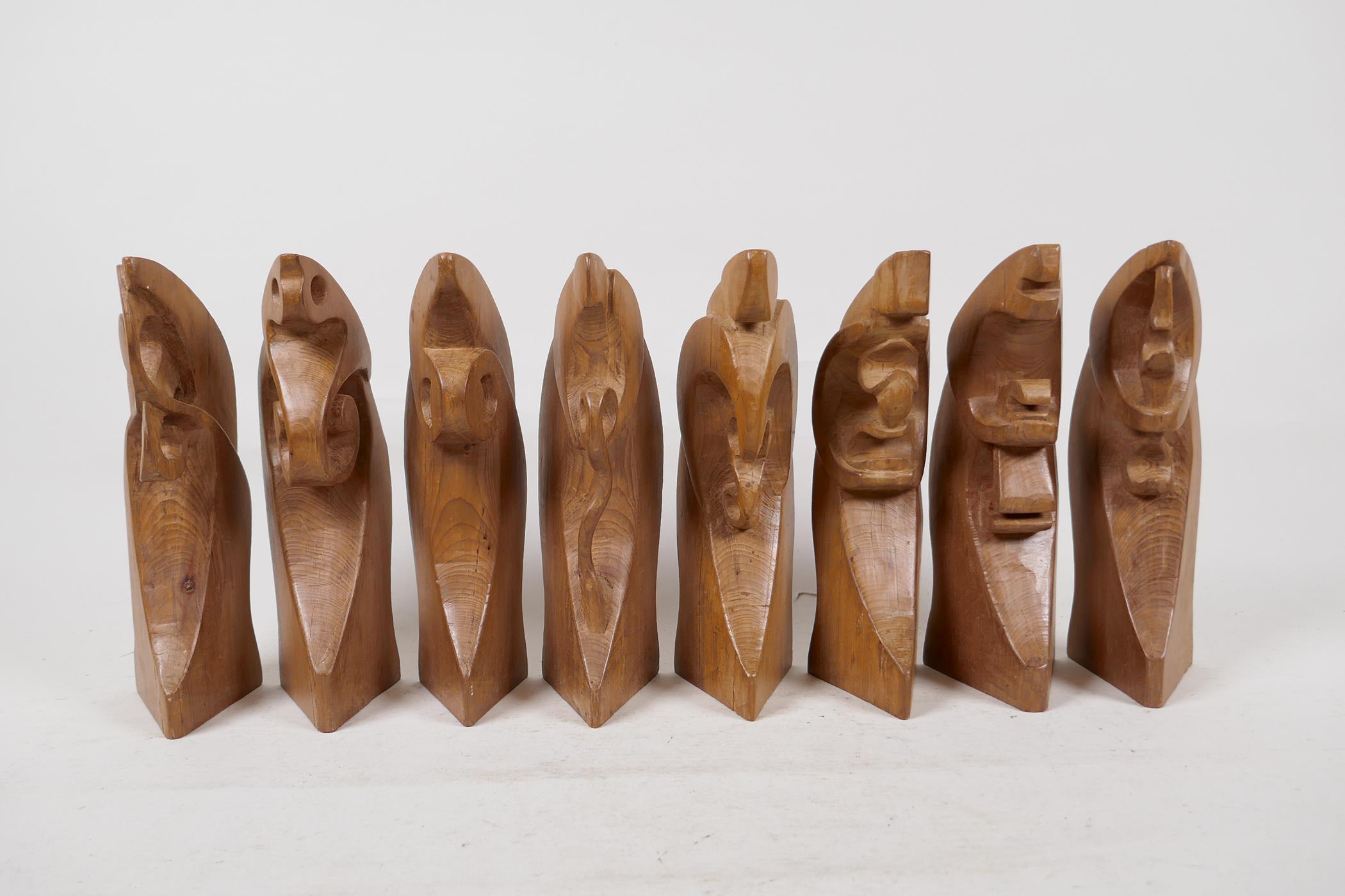 Jerry Newman, Affinity, an eight piece turned and carved wood abstract figurual sculpture, - Image 2 of 6