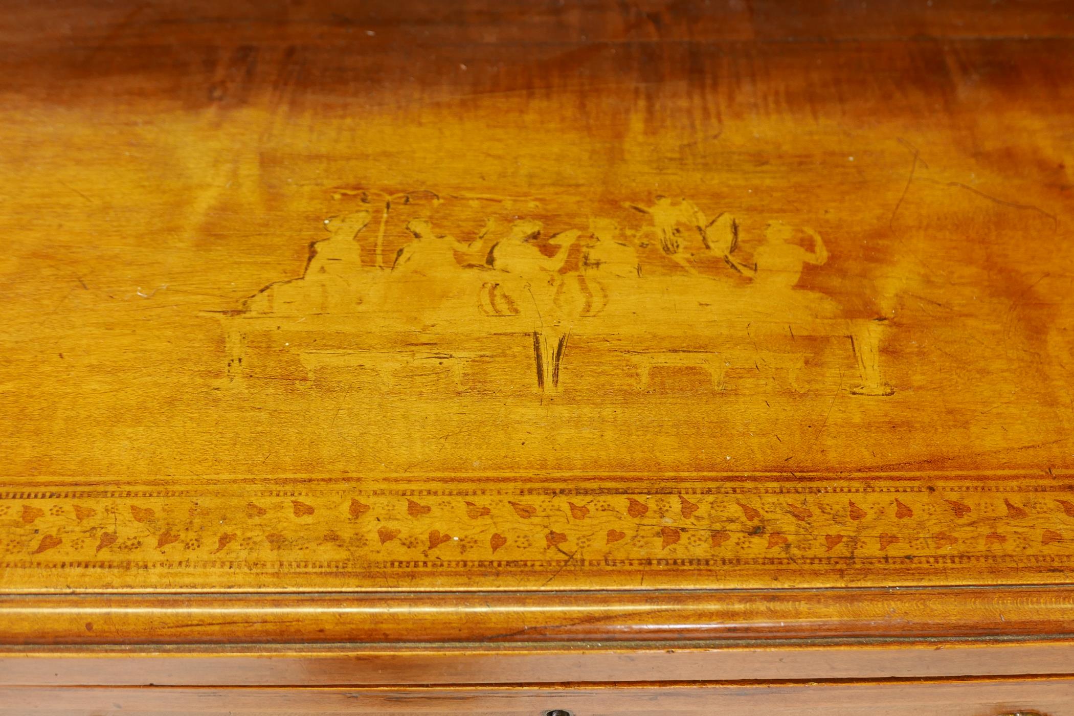 A C19th mahogany chiffonier with penwork decoration, with a single long drawer over two doors, - Image 3 of 8