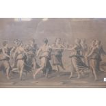 After Giulio Romano, Apollo dancing with the muses, an C18th/C19th French engraving, published by