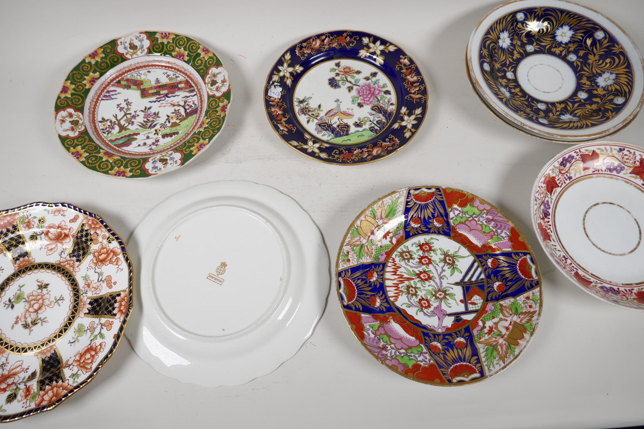 Eight early English porcelain and ironstone plates, to include Worcester, Derby, Copeland etc, 9" - Image 9 of 9