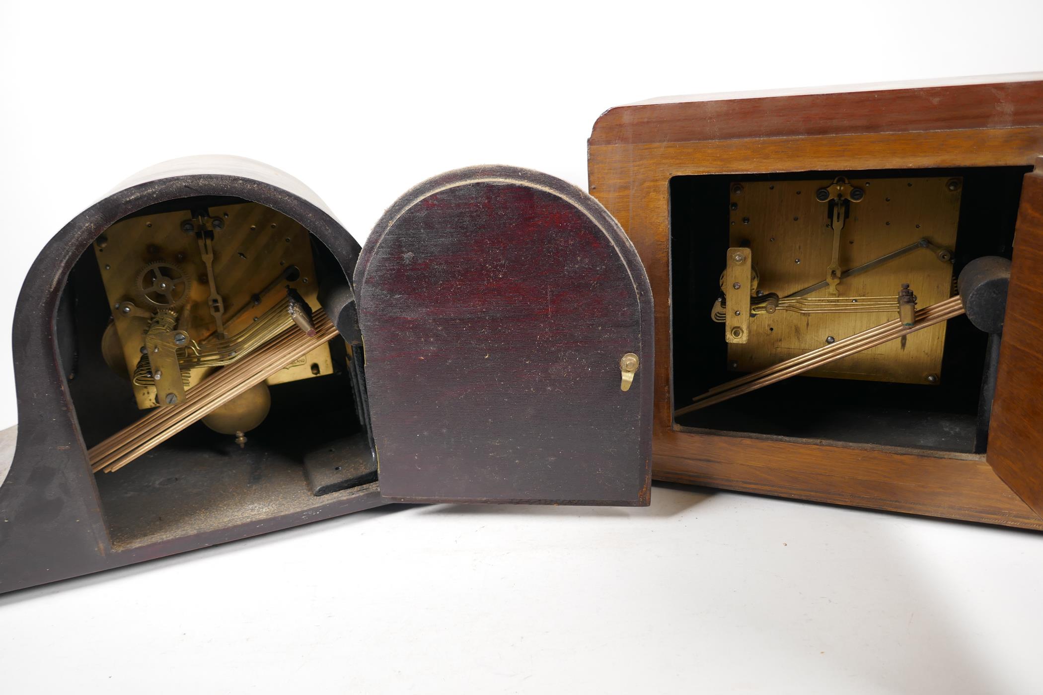 Two Westminster chimes mantel clocks, largest 17½" wide - Image 4 of 6