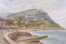 A C19th English naive landscape, coastal scene, signed Finch ?, A/F, 30" x 20"