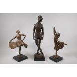 Nathan David, three limited edition bronzed composition figures of ballet dancers, Spirit of the