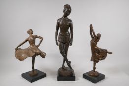 Nathan David, three limited edition bronzed composition figures of ballet dancers, Spirit of the