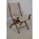 A good quality C19th beechwood campaign style chair