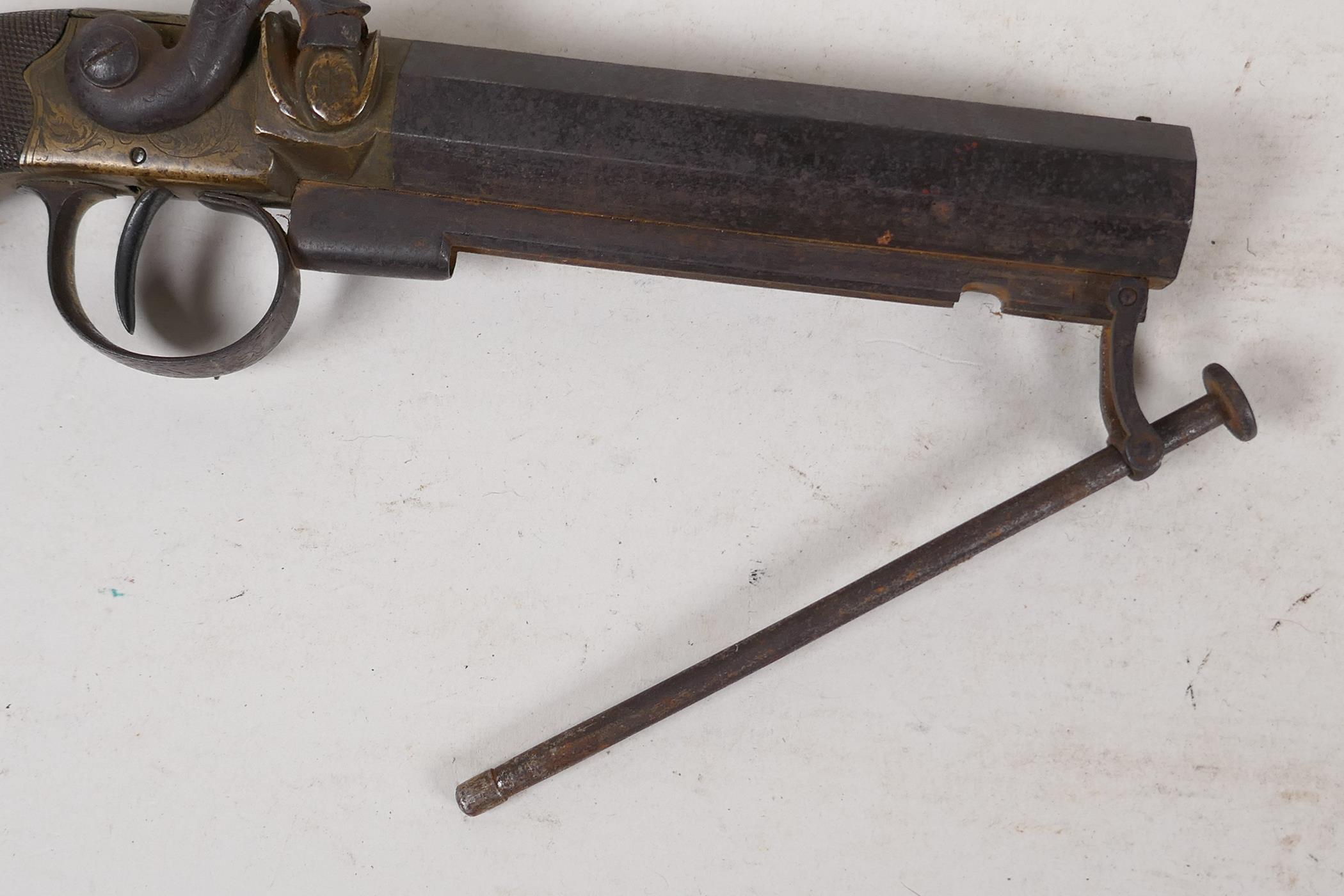 William Hollis of Cheltenham, a Lion pommel percussion cap belt pistol with 4" barrel captive ram - Image 5 of 7